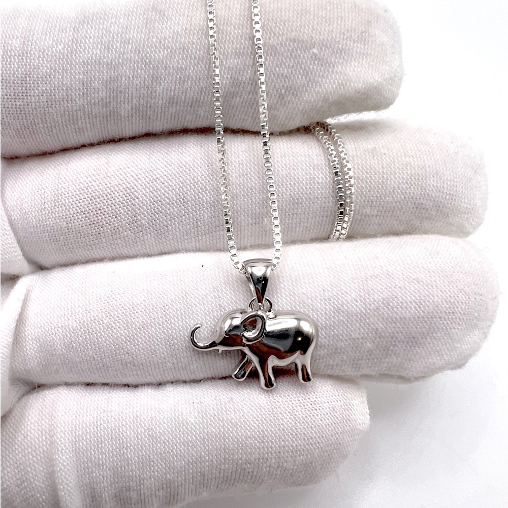 .925 Sterling Silver Elephant Necklace - Picture 5 of 14